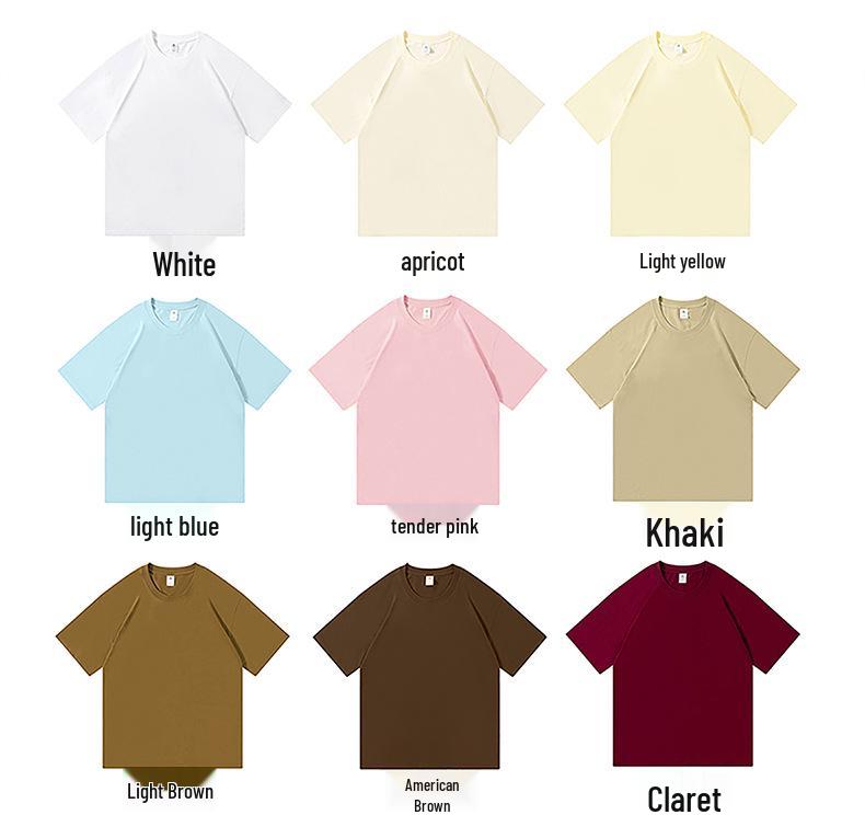 Women's 200g Pure Cotton Short Sleeve Round Neck T-shirt - Solid Color, Casual Fit