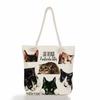 Cute Cats and Dogs Print Thick Rope Single-shoulder Beach Bag 7225