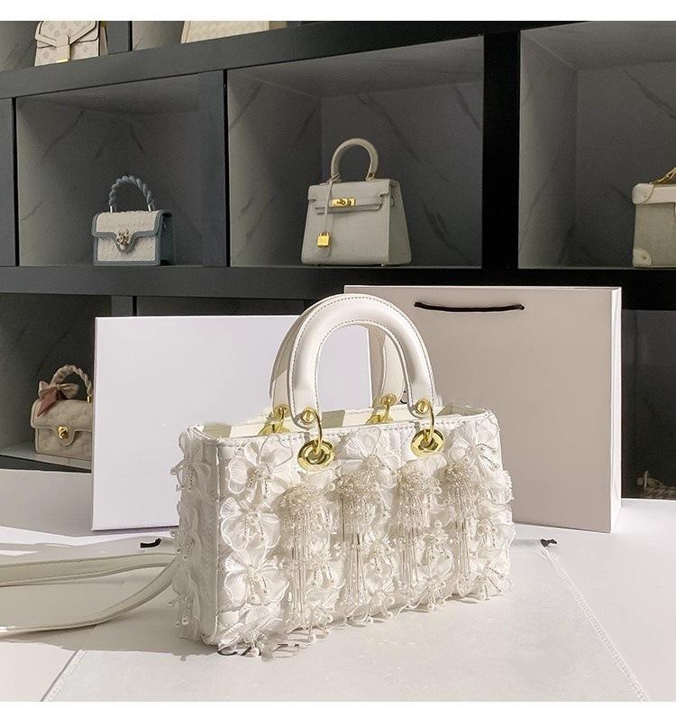 Yangqi Fairy Tassel Flower Bag Spring New Style One Shoulder Crossbody Versatile Yangqi White Women's Bag Daifei Bag