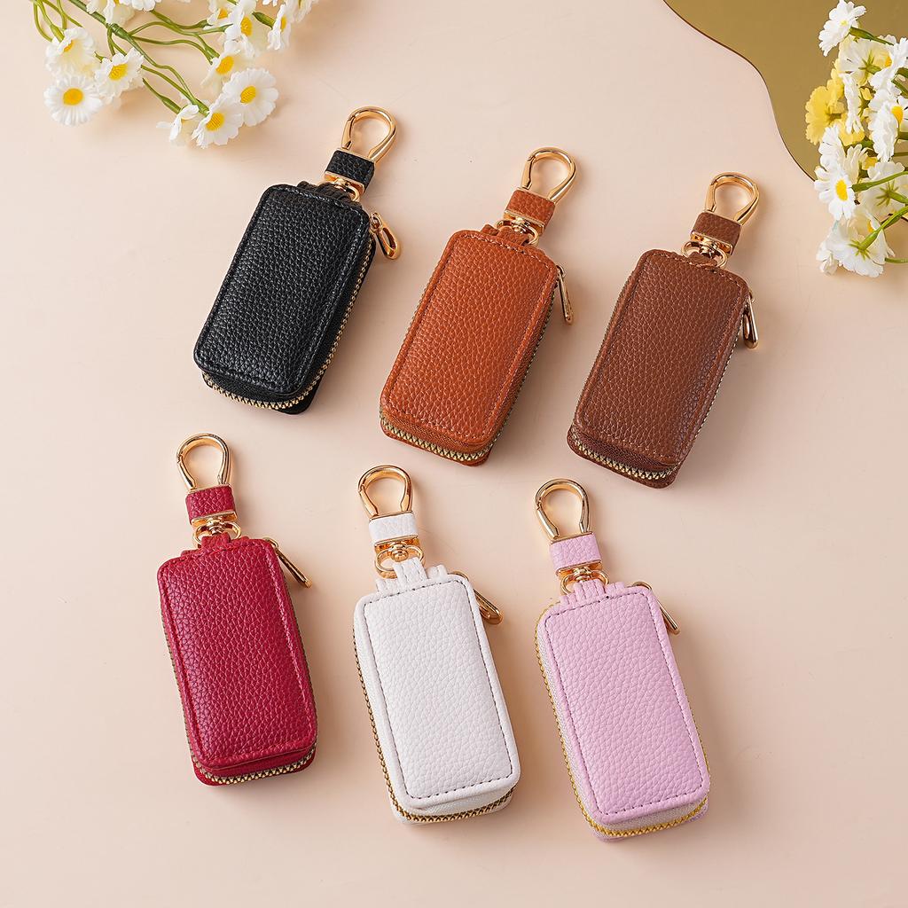 Fashion and Creative Zipper Car Key Case Women Men Compact and Mini Pu Car Key Holder Unisex Key Organizer Car Accessories