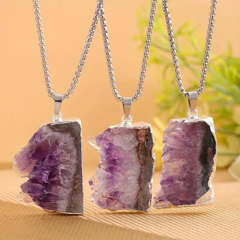 Crystal Pendant Necklace With Silver Edging For Jewelry Making And Fashion Accessory