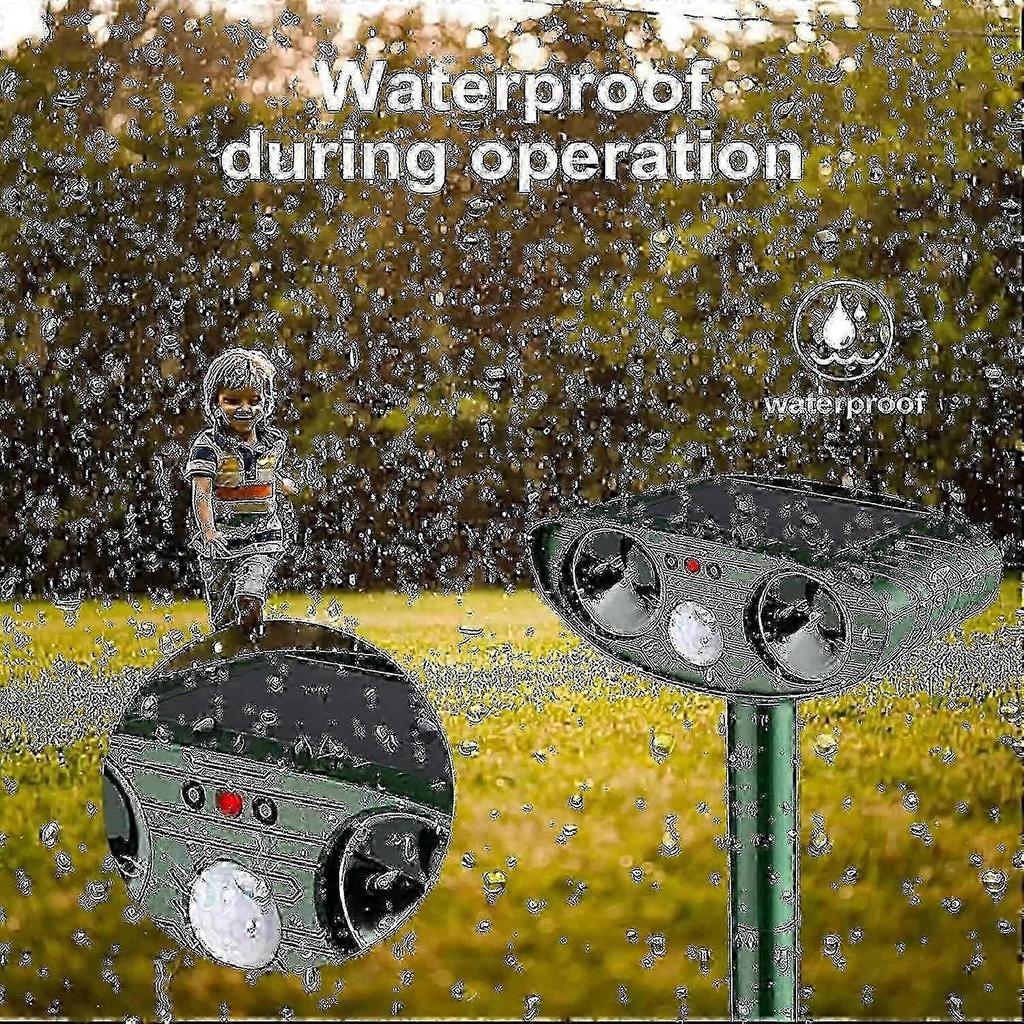 Solar Powered Ultrasonic Cat & Rodent Repellent Device with Motion Sensor for Outdoor Use