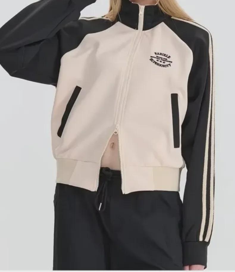 Giacca da donna slim fit retrò a righe con collo alla coreana - Cardigan corto stile college.