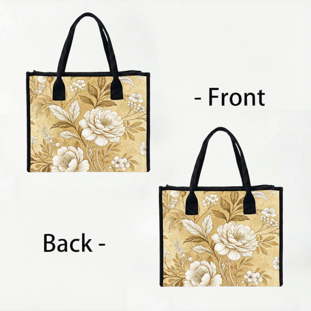 Vintage Floral Casual Shoulder Bag Fashion Large Capacity Daily Tote for Women Shopping Travel Outdoor Use
