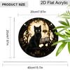 Acrylic Gothic Black Cat with Book, Scale and Moon Suncatcher, Stained Glass Effect Window Hanging Ornament for Witchy & Dark Academia Lover Gifts