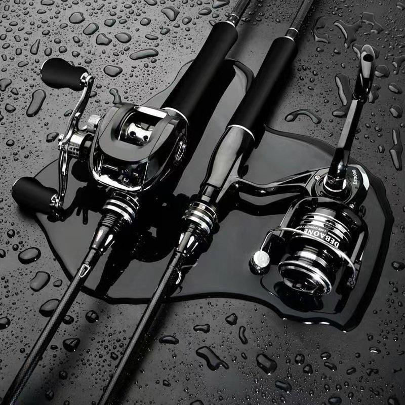 Set Canna da Pesca a Spinning: Canna da Pesca per Mare e Casting con Manico Dritto, Mulinelli a Goccia e da Spinning, Canna a Lancio Lungo