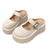 Small man heightens platform Mary Jane single shoes women's 2025 spring and summer new Japanese retro versatile bag head half slippers