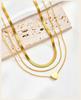 French Chic Layered Stainless Steel Necklace Set for Women, Gold Plated Snake Heart Chain 3-in-1 Tarnish Free Jewelry