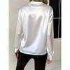 New Spring and Autumn Loose V-neck Office Womens Blouse Simple Long Sleeved Shirt Fashion Casual Solid Color Elegant Clothing