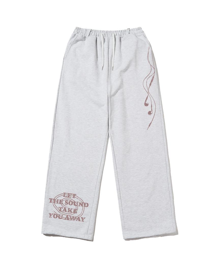 ESCAPEFROM Earphone Print Sweatpants Black