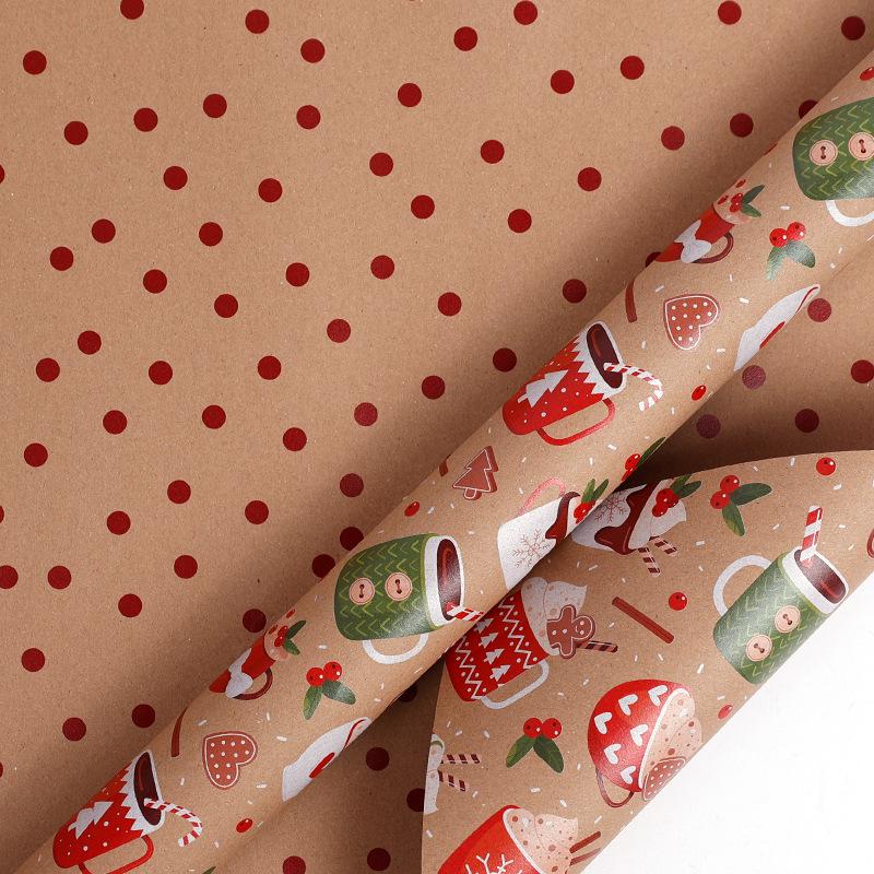 Large Double-Sided Retro Kraft Christmas Gift Wrap Paper