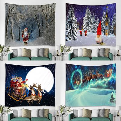 Veselé Vianoce Santa Claus sane Tlačový vzor Gobelín Domov Obývacia izba Spálňa Nástenná dekorácia Polyesterový gobelín
