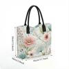  Floral Print Canvas Tote Bag Casual Large Capacity Handbag for Daily Use