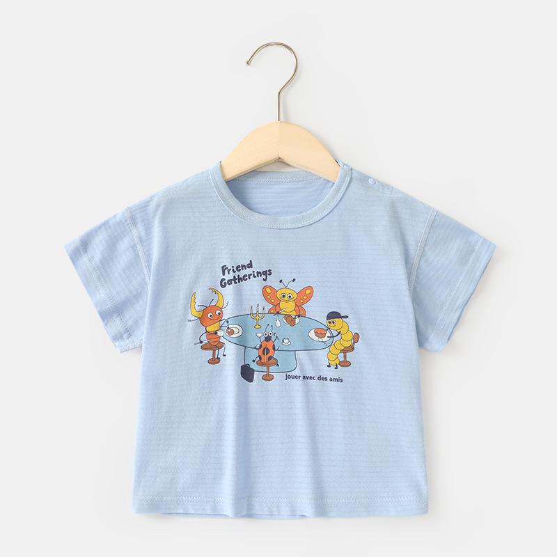 Babykläder Casual Kortärmade T-shirts Sommarkläder Pojkar Flickor Baby Barn Barn Sommar Halv-ärmade Toppar