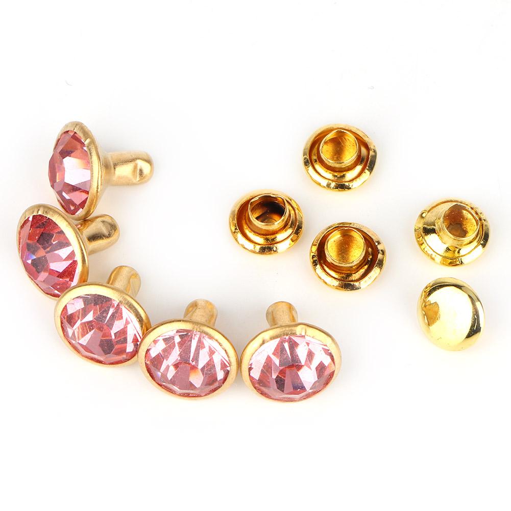 10PCS Colorful Rhinestone Rivets Cap Stud For Diy Craft Decoration(pink Crystal)