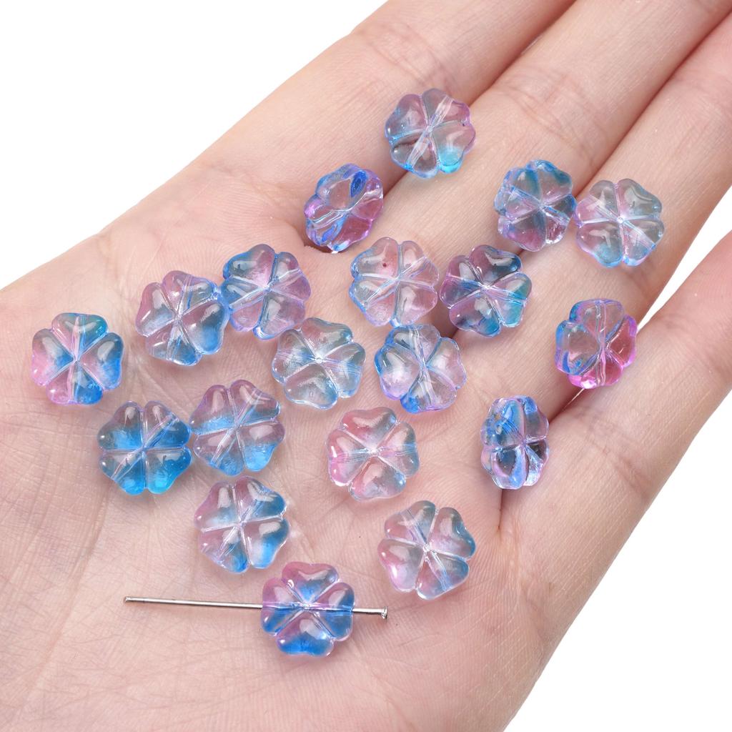 20 adet/torba 10mm cam çiçek boncuk Charm ara parça boncuk küpe kolye DIY takı yapımı