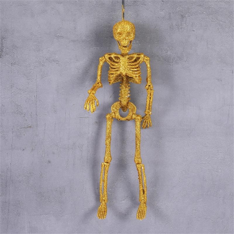 Shimmering Skeleton Hanging Ornament Halloween Skeleton Decorations With Adjustable Joints For Porch Door Window Display