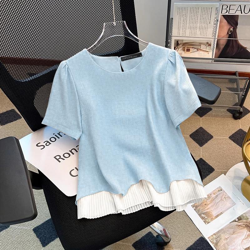 ZANZEA Women Summer Round Neck Casual Short Sleeve Blouse