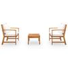 3 Piece Garden Lounge Set with Cushions Solid Acacia Wood