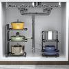 Multi-Layer Pot Storage Rack Strong Load-bearing Hollow Design Adjustable Cabinet Under-Sink Pan Rack Cookware Holder
