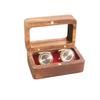 Double Slot Wooden Ring Box Rectangular Jewelry Ring Holder Black Walnut Cufflinks Box  Couples
