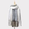 Color matching mohair scarf women's autumn and winter advanced sense thickened warm versatile scarf simple versatile scarf