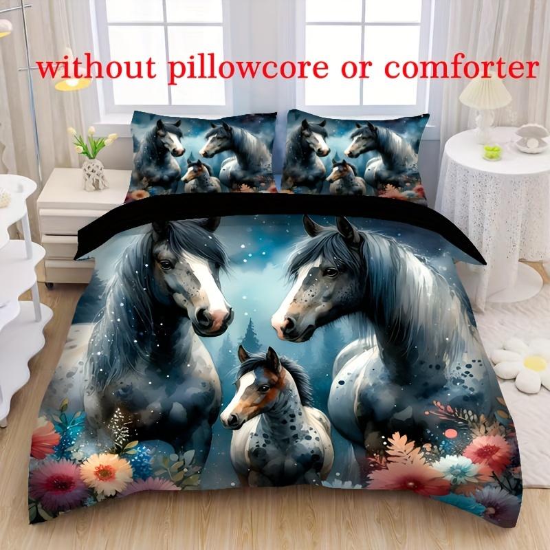 3pcs Soft & Breathable 3D Digital Print Horse Dreamcatcher Duvet Cover Set  Comfortable Bedroom Bedding Set Decoration