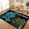 Dinosaur Theme Soft Crystal Velvet Rug Custom Name & Text Print Non Slip Floor Rug for Bedroom Living Room