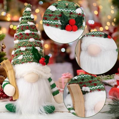 Christmas Plush Gnome with Light 11inch LED Lighted Stuffed Dwarf Figurine Small Light Up Swedish Tomte Elf for Holiday Indoor Table Decor