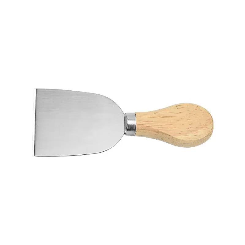 Stainless Steel Cheese Knife Set with Wooden Handles for Spreading, Forking, and Slicing Bread and Butter.