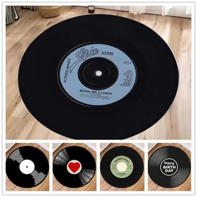 Vinyl Record Round Carpet Music CD Game Room Mat Living Room Area Carpet Bedroom Anti-Slip Soft Pad Home Decoration