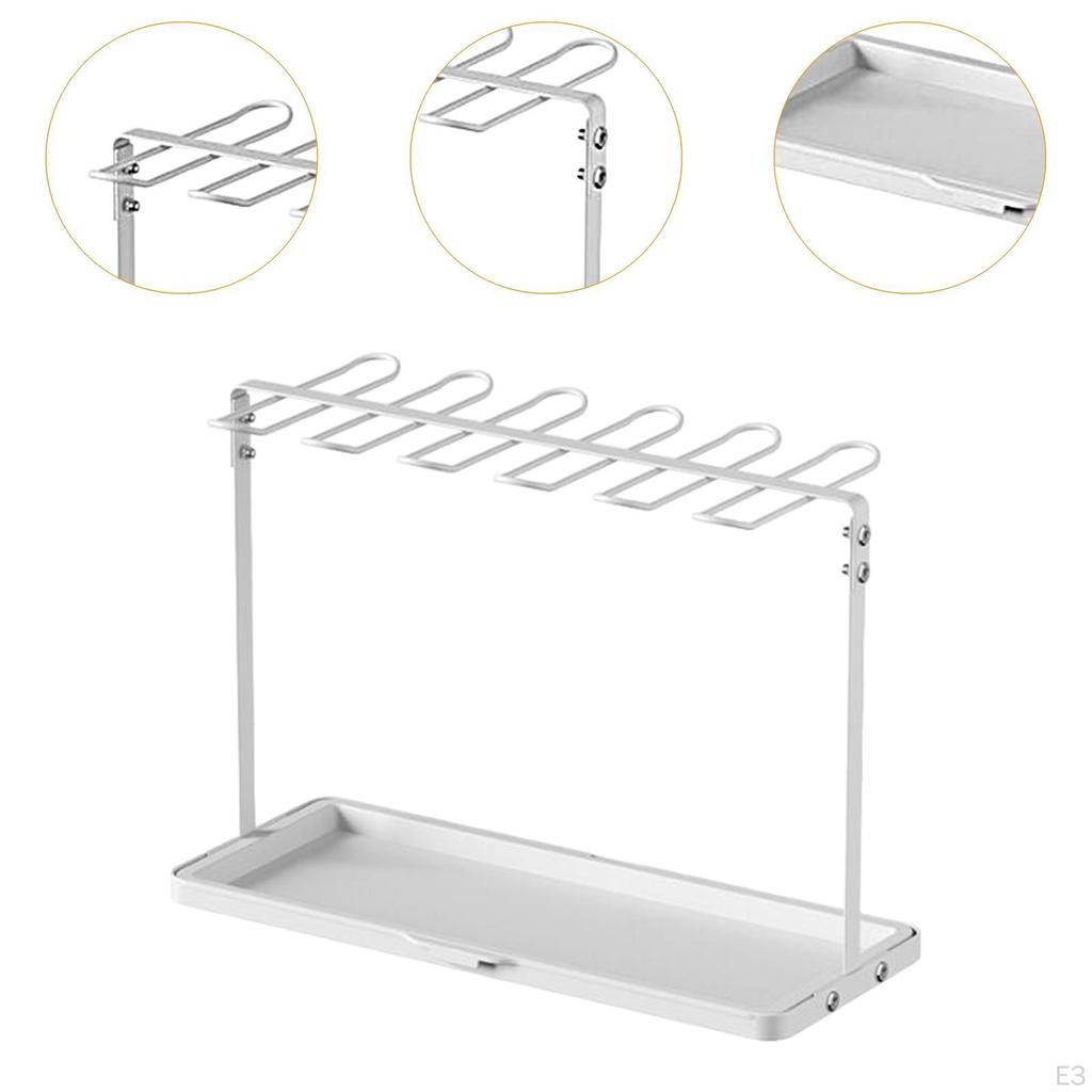 Metal Wine Glass Holder Drying Rack Glassware Drip Tray Hanging Stemware Storage for