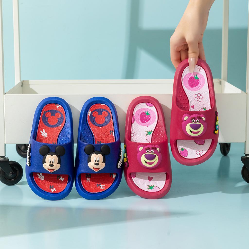 Authentic Disney Slippers for Bathing, Non-slip Children's Slippers, Summer Indoor Home Children's Shoes, Strawberry Bear Slide Sandals