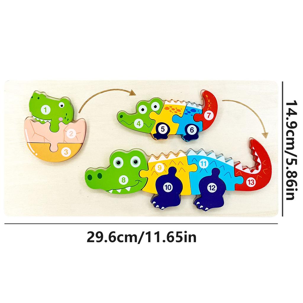 1pc Cartoon Dinosaurs Animals Grow Change 3D Puzzles Wooden Jigsaw Intellectual Games Kids Montessori Educational Toys Children
