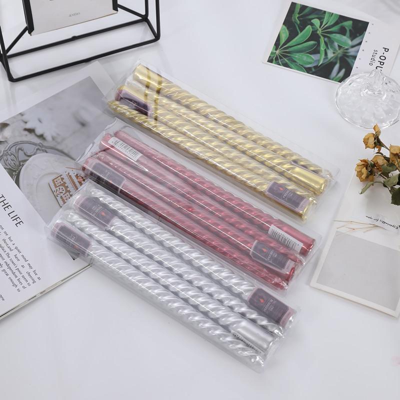 Electroplated Colored Spiral Long Stick Candle - Ideal for Christmas, Weddings, Birthdays, and Romantic Decor.