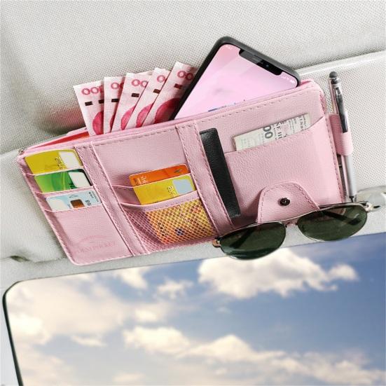 Visor Storage Pouch Multi-purpose Large Capacity Slim Fit Car Document Organizer Storage Pocket