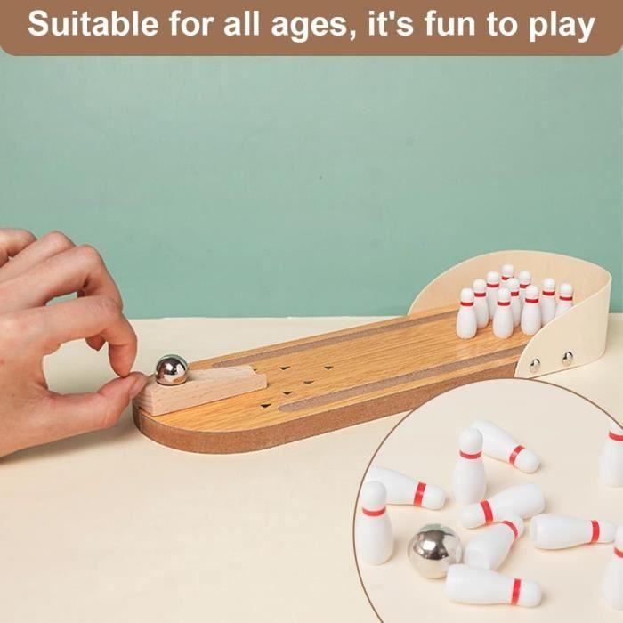Jeu de table en bois - Mini Quille de Bowling - Portable - Fonctionnel - Décoratif