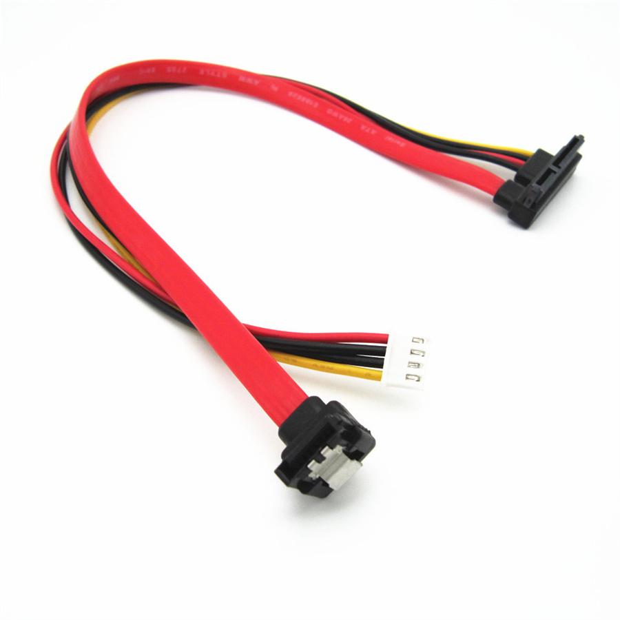 50cm 90° SATA 7+15P 22pin to SH 2.0 4pin Power Right Angled HDD Hard Disk Cable