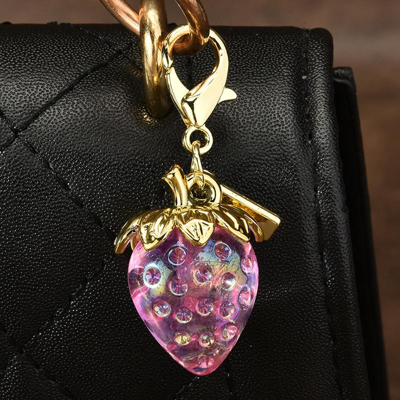 Strawberry Keychain Transparent Keyring Stylish Pendant Keychains Exquisite Backpack Decoration Accessories Gifts