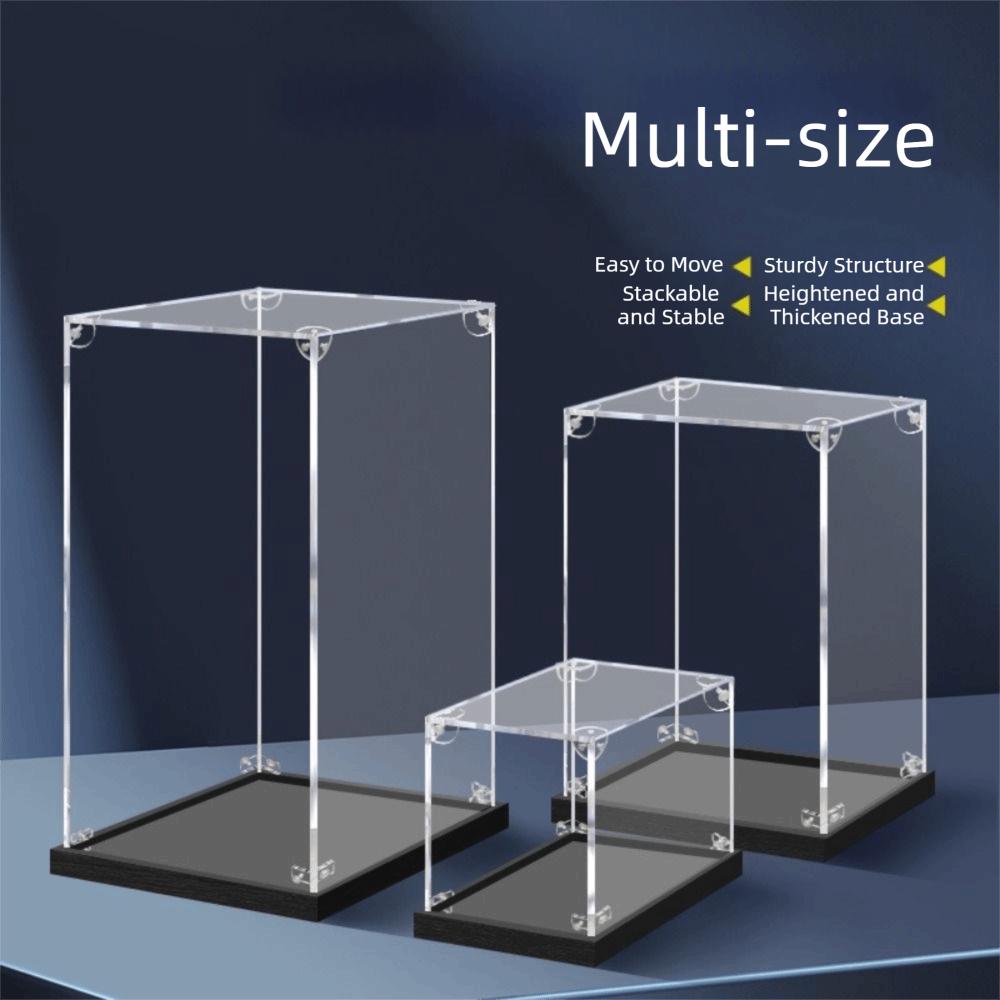 Transparent Acrylic Acrylic Display Case Stackable Design Wooden Bottom Dustproof Cover No-glue Assembly Display Box