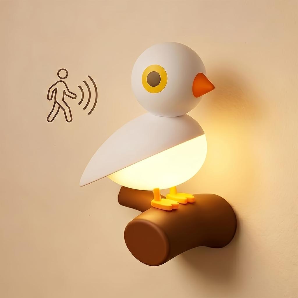 Bird Night Light with Motion Sensor And Dusk-To-Dawn Sensor, Magnetic Bird Lamp, Cute Small Table Lamp with Timer, Rechargeable Portable Wall Light