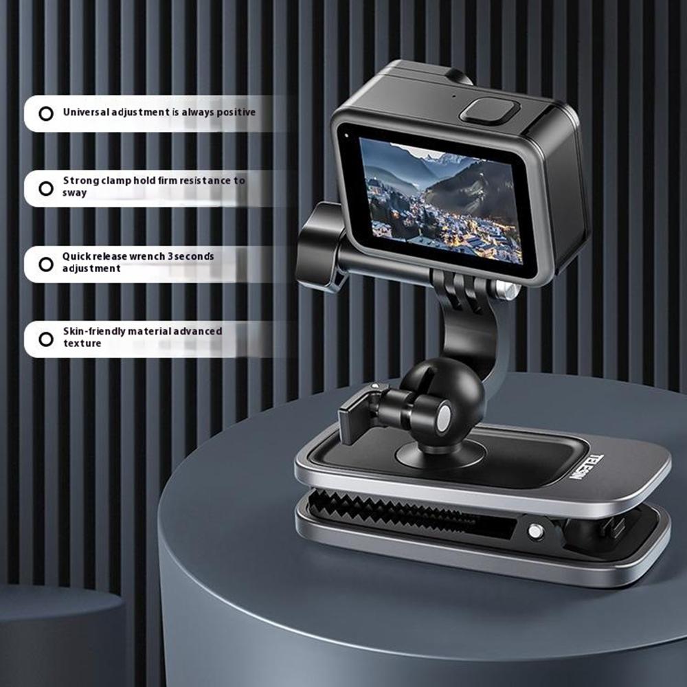 TELESIN GP-JFM-002 360 Degrees Adjustable Ball Head Backpack Clip Action Cameras Quick Release Mount Clamp