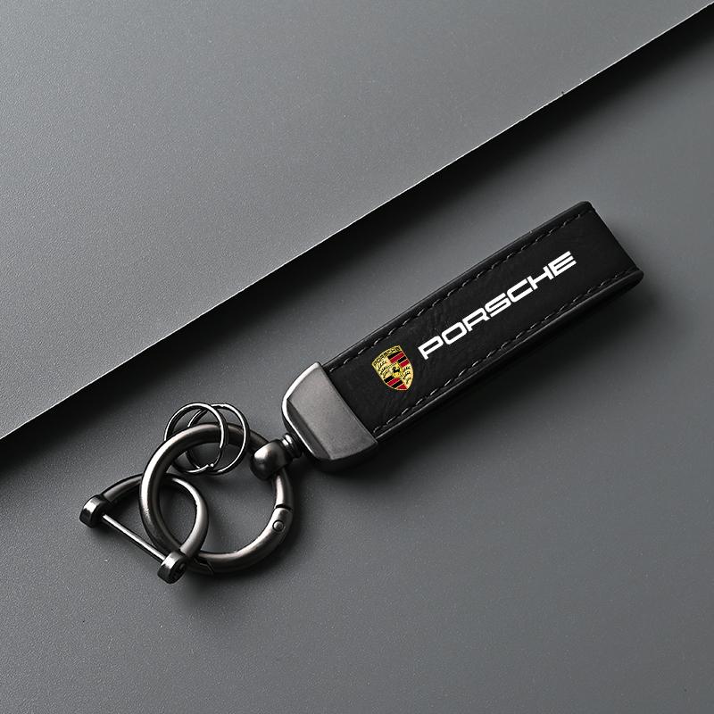 

For Porsche Cayenne Panamera Macan 911 Taycan Boxster Cayman 918 Pajun High-end Leather Car Key Chain Ring Keychain Accessories