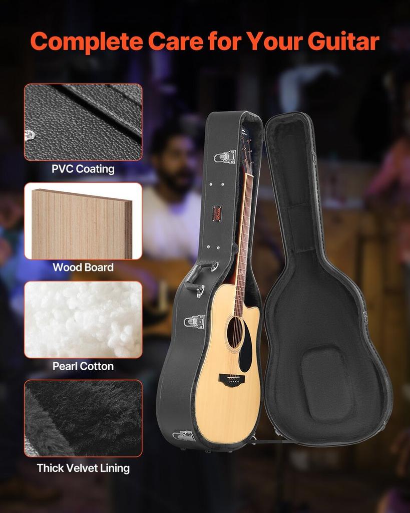 Acoustic Guitar Hard Case 43.31 In With Lock And Keys for Acoustic Guitar