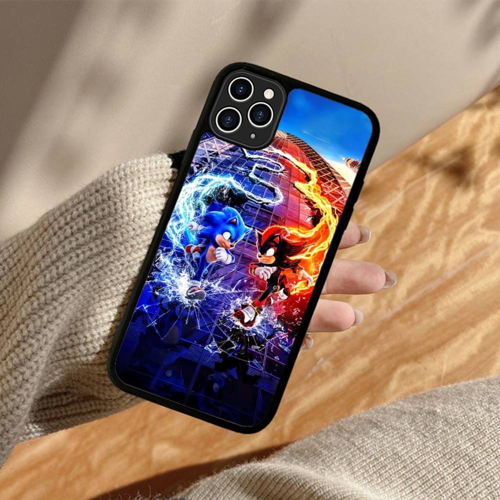 

Cartoon S-Sonics Phone Case For Iphone 11 12 13 14 15 Pro Max 17 16 Plus Hard PC+TPU Back Cover iPhone 15 plus