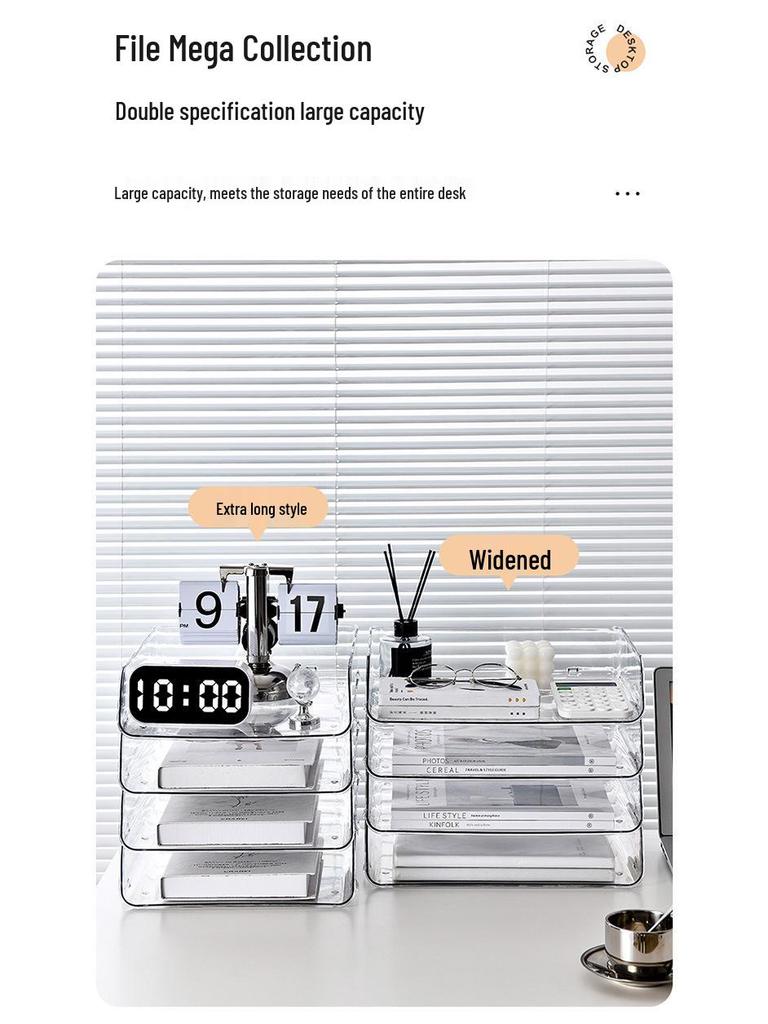 Transparent Desktop File Organizer and Document Storage Rack