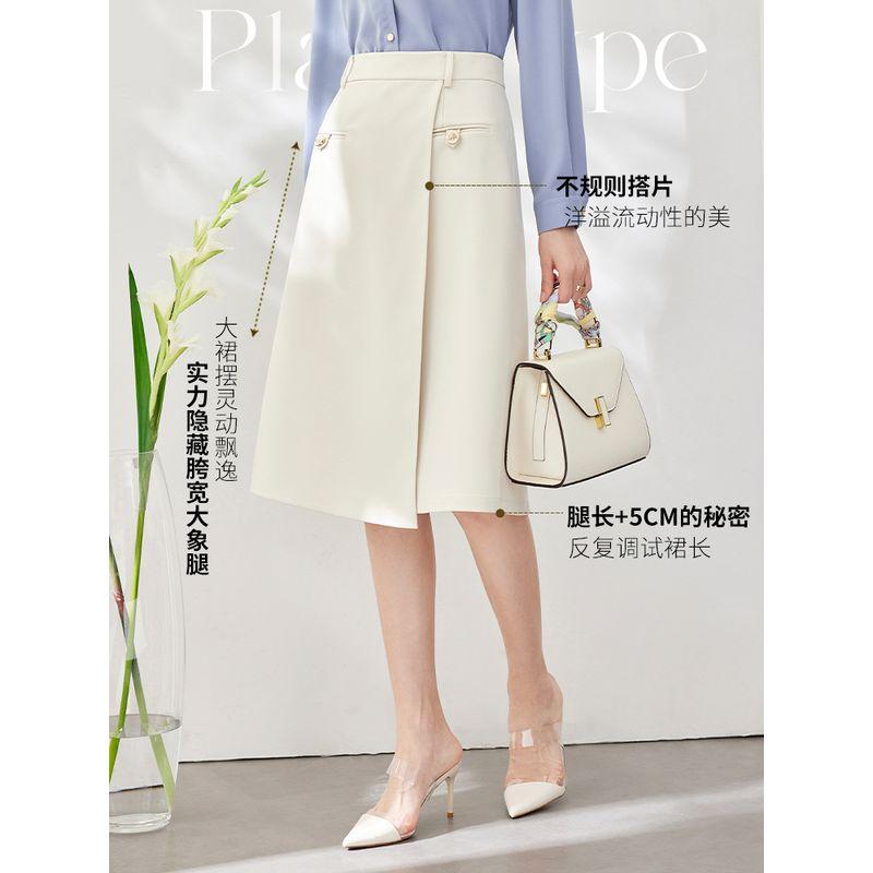 

OSA Асимметричная Миди Длины Длинная Длина Стильная Одежда на Раннюю Осень Beige 2XL