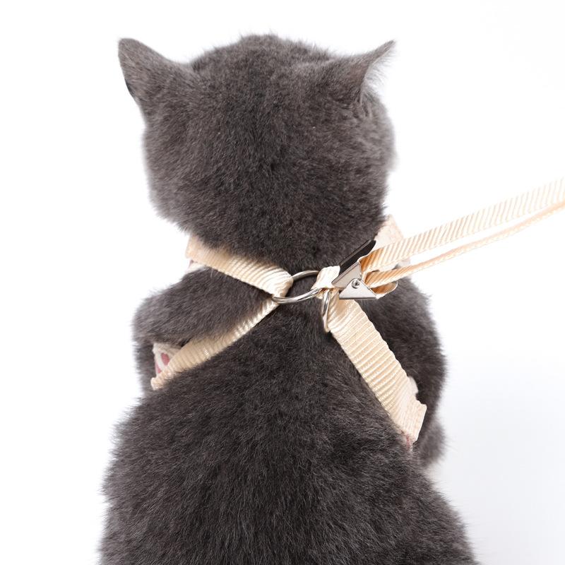 Z Pet Chest Strap Leather Amoy Traction Rope I-shaped Strap Bow Korean Version Cat Supplies Cat Traction