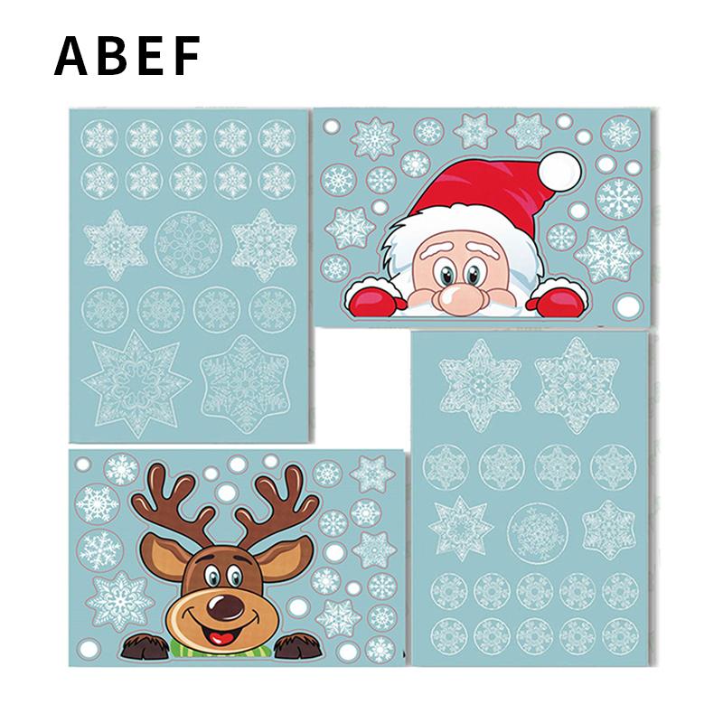1/4Pcs Christmas Window Stickers PVC Xmas Wall Sticker Kids Room Wall Decals Merry Christmas Decor For Home New Year Stickers
