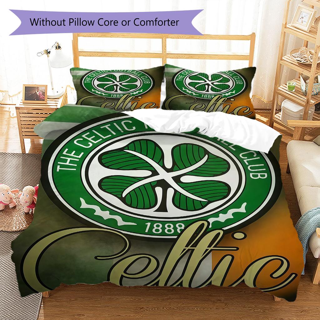 Ensemble de couette Celtic Football Club Housse de couette Taie d'oreiller Décoration de maison Cadeau d'anniversaire (1 housse de couette + 2 taies d'oreiller, sans garniture.)